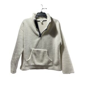 J.‎ Crew Women's S 1/4 Zip Sherpa Fleece Pullover White Jacket